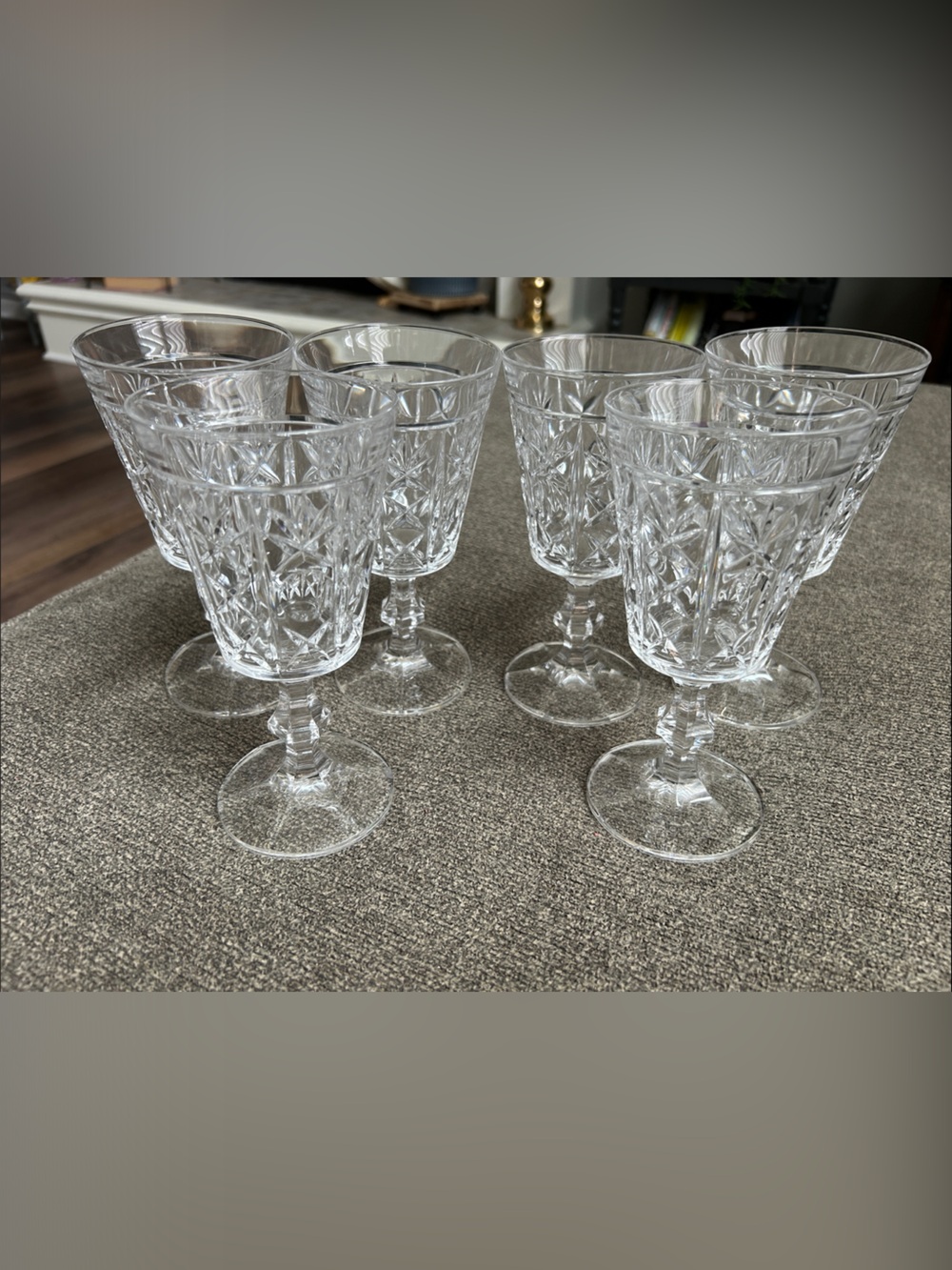 Clear Cut Crystal-Style Wine Goblets - Set of 6